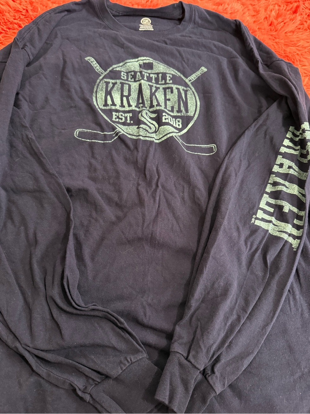 NHL Seattle Kraken Navy Long-Sleeve Tee with Teal Graphic